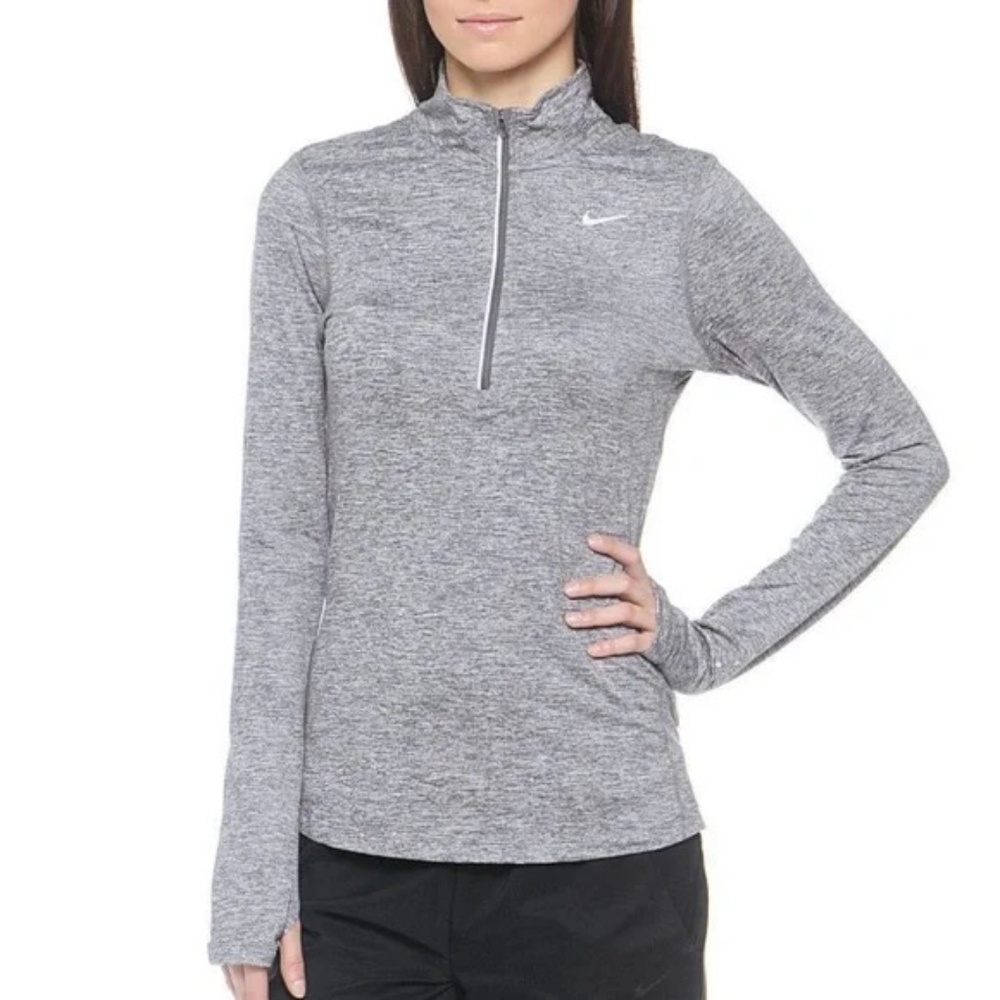 Nike Long-Sleeved Element Grey Heathered Dri-fit 1/4 zip top - size XS